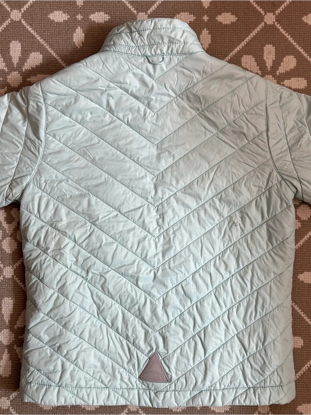 LL Bean Aqua Quilted Packable Puffer Jacket with Contrast Zip Kids size 8